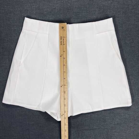 Shein Sexy Summer High Waisted Shorts Sz XS White Pockets Rear Zip Coastal Beach - Picture 10 of 13